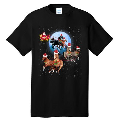 Horse Drawn Sleigh Riding Santa Claus Xmas Horses Funny Long Sleeve Tall T-Shirt