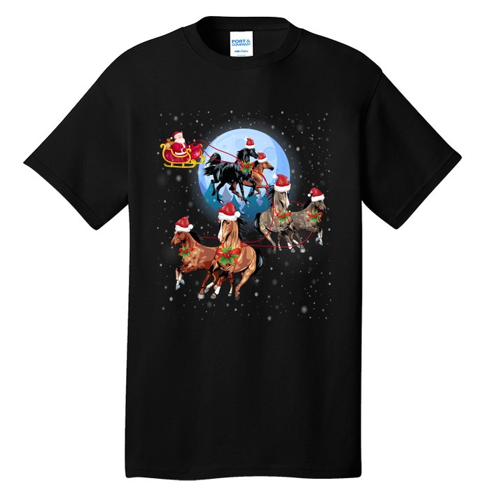 Horse Drawn Sleigh Riding Santa Claus Xmas Horses Funny Long Sleeve Tall T-Shirt