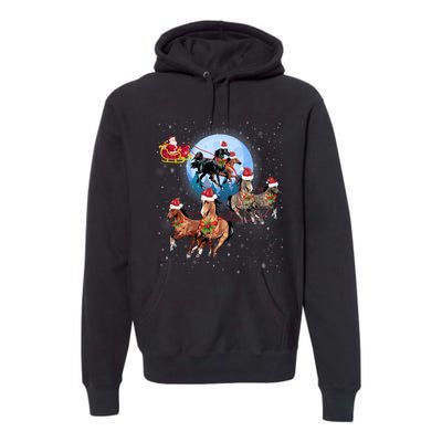 Horse Drawn Sleigh Riding Santa Claus Xmas Horses Funny Long Sleeve Premium Hoodie