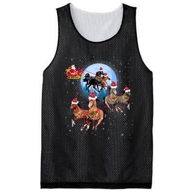 Horse Drawn Sleigh Riding Santa Claus Xmas Horses Funny Long Sleeve Mesh Reversible Basketball Jersey Tank