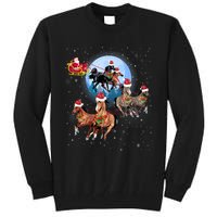 Horse Drawn Sleigh Riding Santa Claus Xmas Horses Funny Long Sleeve Tall Sweatshirt