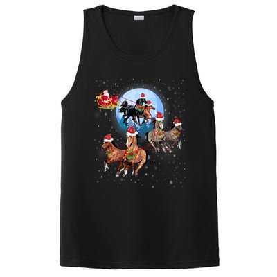 Horse Drawn Sleigh Riding Santa Claus Xmas Horses Funny Long Sleeve PosiCharge Competitor Tank