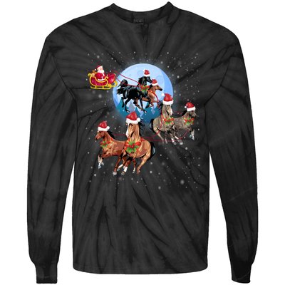 Horse Drawn Sleigh Riding Santa Claus Xmas Horses Funny Long Sleeve Tie-Dye Long Sleeve Shirt