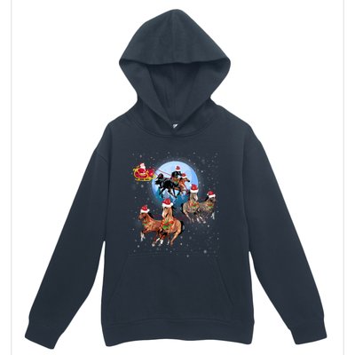 Horse Drawn Sleigh Riding Santa Claus Xmas Horses Funny Long Sleeve Urban Pullover Hoodie