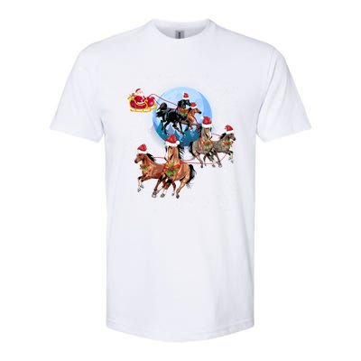 Horse Drawn Sleigh Riding Santa Claus Xmas Horses Funny Long Sleeve Softstyle CVC T-Shirt