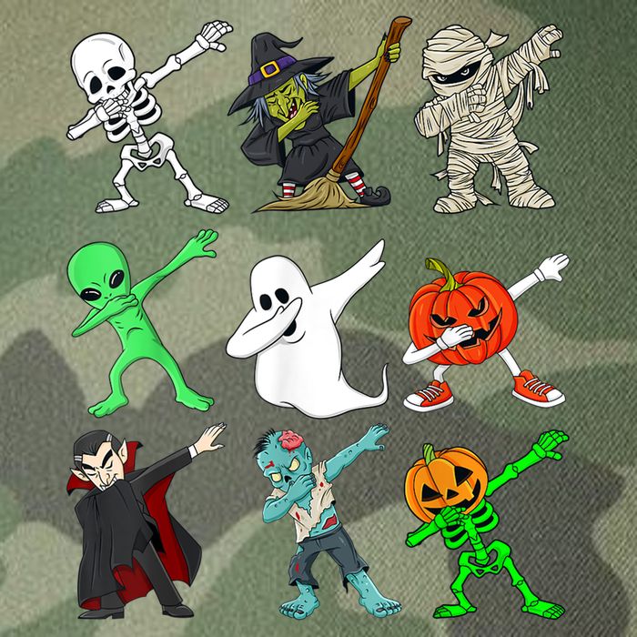 Halloween Dabbing Skeleton Witch And Monsters Legacy Tie Dye Trucker Hat