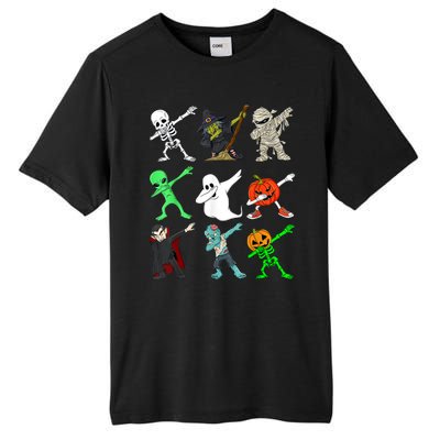 Halloween Dabbing Skeleton Witch And Monsters Tall Fusion ChromaSoft Performance T-Shirt