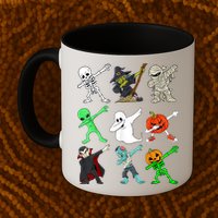 Halloween Dabbing Skeleton Witch And Monsters Mug