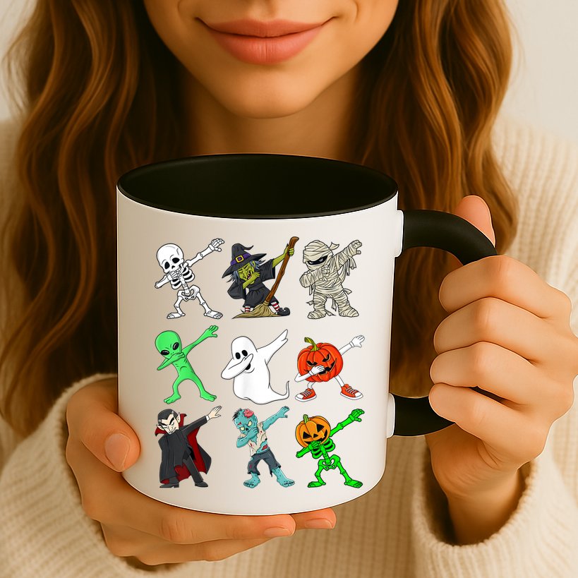 Halloween Dabbing Skeleton Witch And Monsters Mug