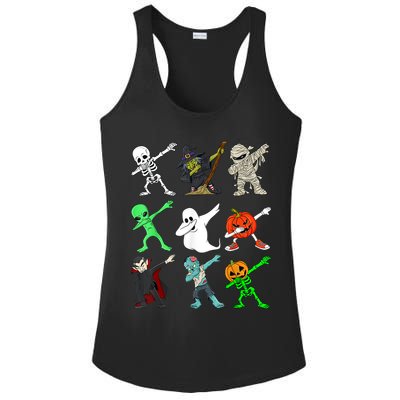 Halloween Dabbing Skeleton Witch And Monsters Ladies PosiCharge Competitor Racerback Tank