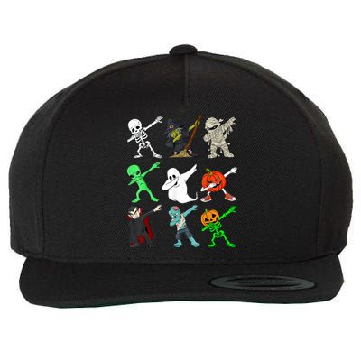 Halloween Dabbing Skeleton Witch And Monsters Wool Snapback Cap