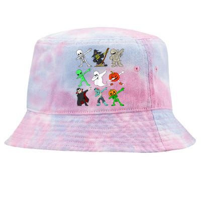 Halloween Dabbing Skeleton Witch And Monsters Tie-Dyed Bucket Hat