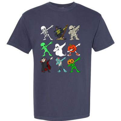 Halloween Dabbing Skeleton Witch And Monsters Garment-Dyed Heavyweight T-Shirt