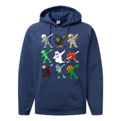 Halloween Dabbing Skeleton Witch And Monsters Performance Fleece Hoodie