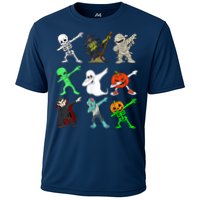 Halloween Dabbing Skeleton Witch And Monsters Cooling Performance Crew T-Shirt