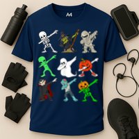 Halloween Dabbing Skeleton Witch And Monsters Cooling Performance Crew T-Shirt