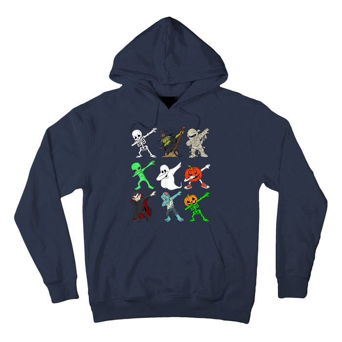 Halloween Dabbing Skeleton Witch And Monsters Hoodie