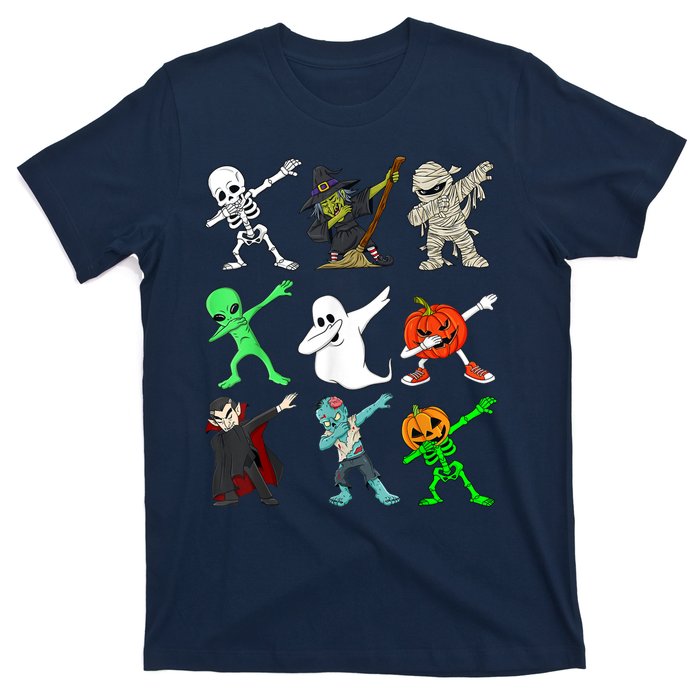 Halloween Dabbing Skeleton Witch And Monsters T-Shirt