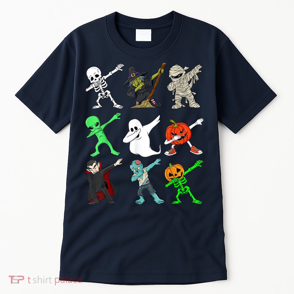 Halloween Dabbing Skeleton Witch And Monsters Tall T-Shirt