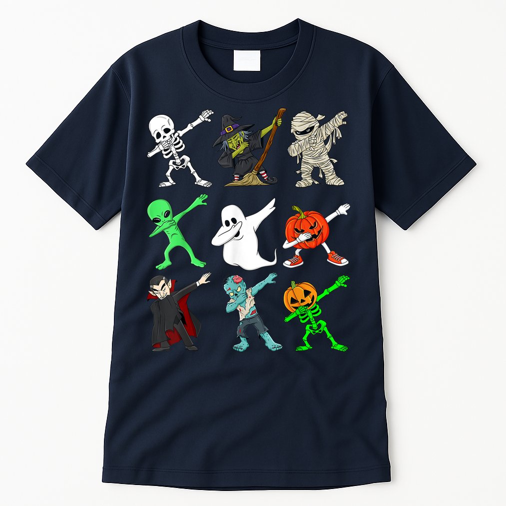Halloween Dabbing Skeleton Witch And Monsters Tall T-Shirt