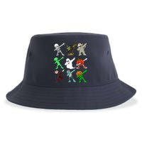 Halloween Dabbing Skeleton Witch And Monsters Sustainable Bucket Hat
