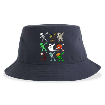 Halloween Dabbing Skeleton Witch And Monsters Sustainable Bucket Hat