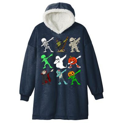 Halloween Dabbing Skeleton Witch And Monsters Hooded Wearable Blanket