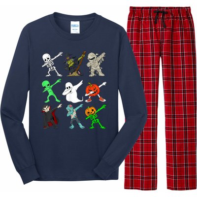 Halloween Dabbing Skeleton Witch And Monsters Long Sleeve Pajama Set