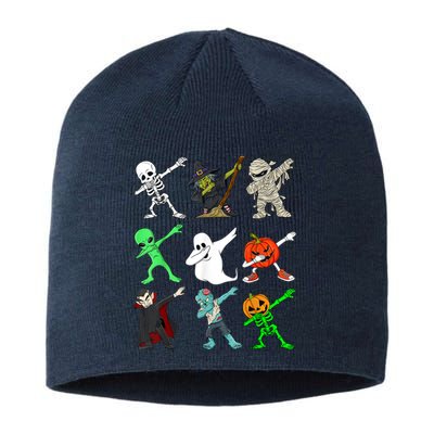 Halloween Dabbing Skeleton Witch And Monsters Sustainable Beanie