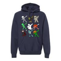 Halloween Dabbing Skeleton Witch And Monsters Premium Hoodie