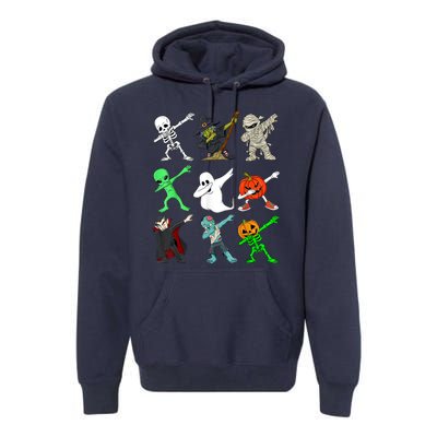 Halloween Dabbing Skeleton Witch And Monsters Premium Hoodie