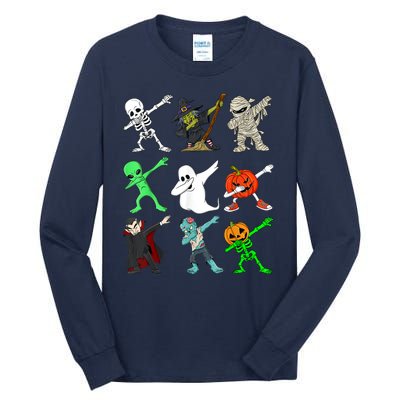 Halloween Dabbing Skeleton Witch And Monsters Tall Long Sleeve T-Shirt