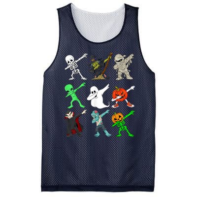 Halloween Dabbing Skeleton Witch And Monsters Mesh Reversible Basketball Jersey Tank