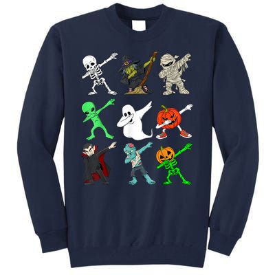 Halloween Dabbing Skeleton Witch And Monsters Tall Sweatshirt