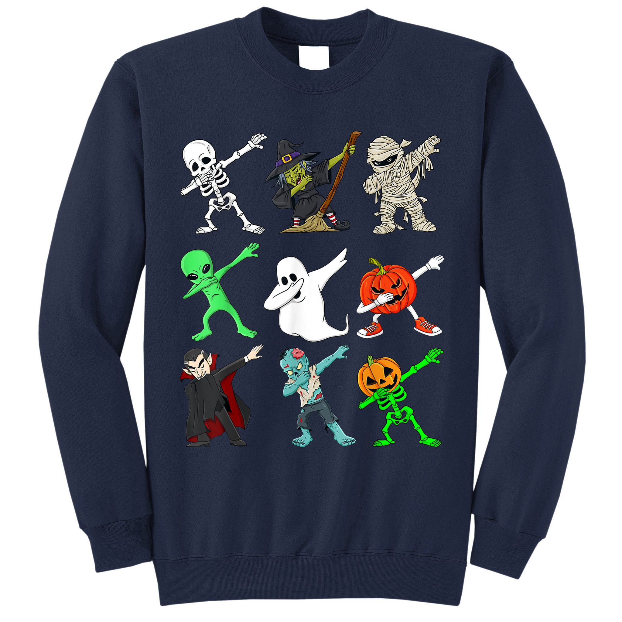 Halloween Dabbing Skeleton Witch And Monsters Tall Sweatshirt