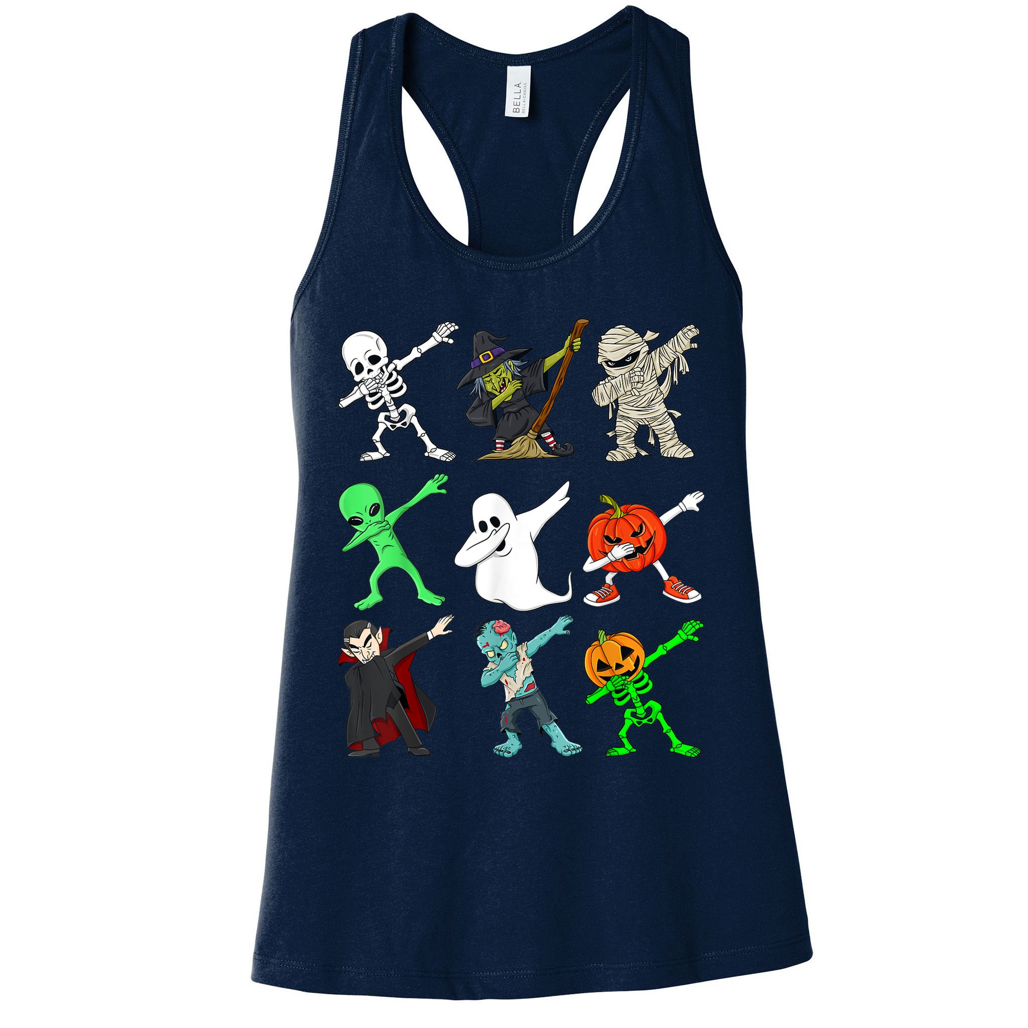 Halloween Dabbing Skeleton Witch And Monsters Womens Tank Top