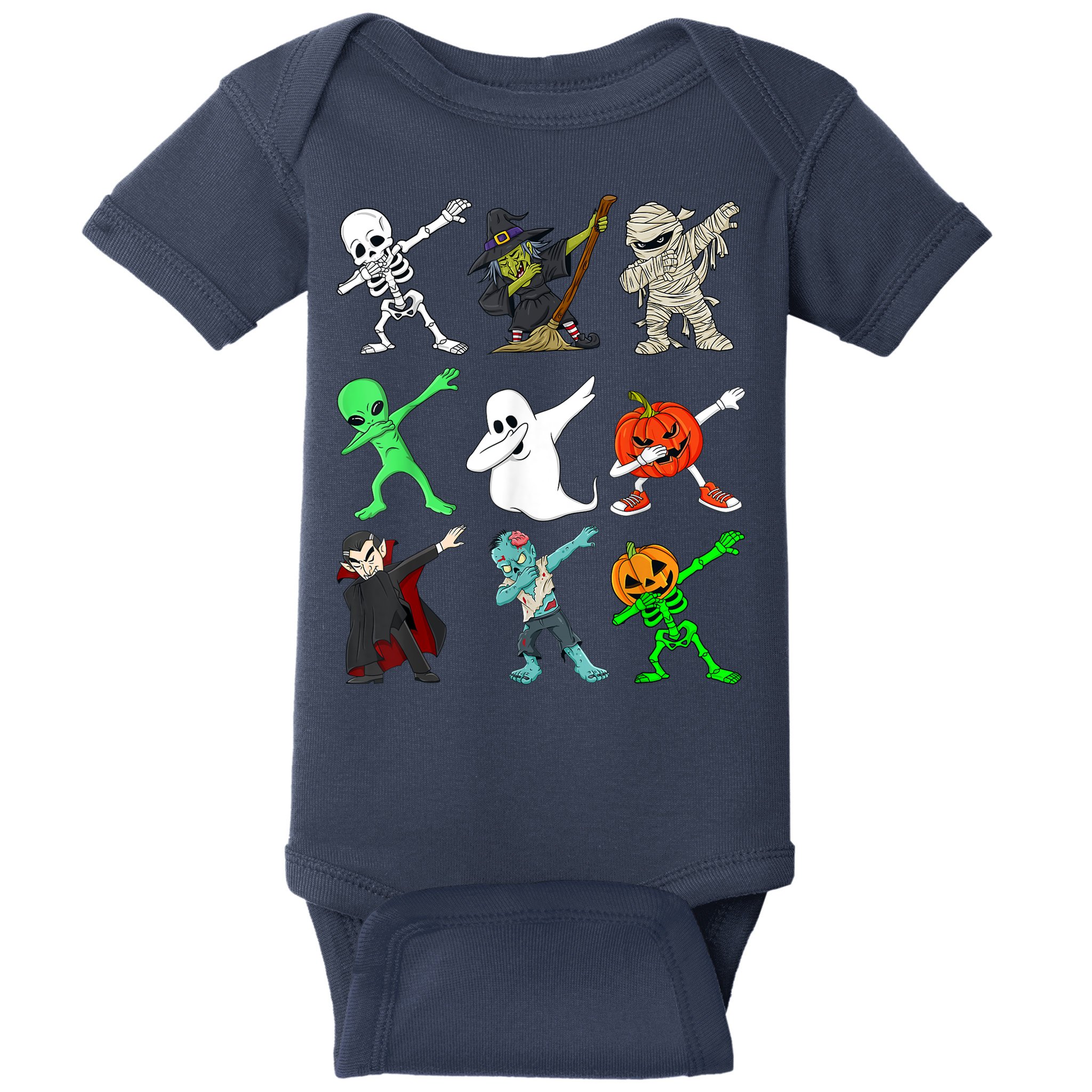 Halloween Dabbing Skeleton Witch And Monsters Baby Bodysuit