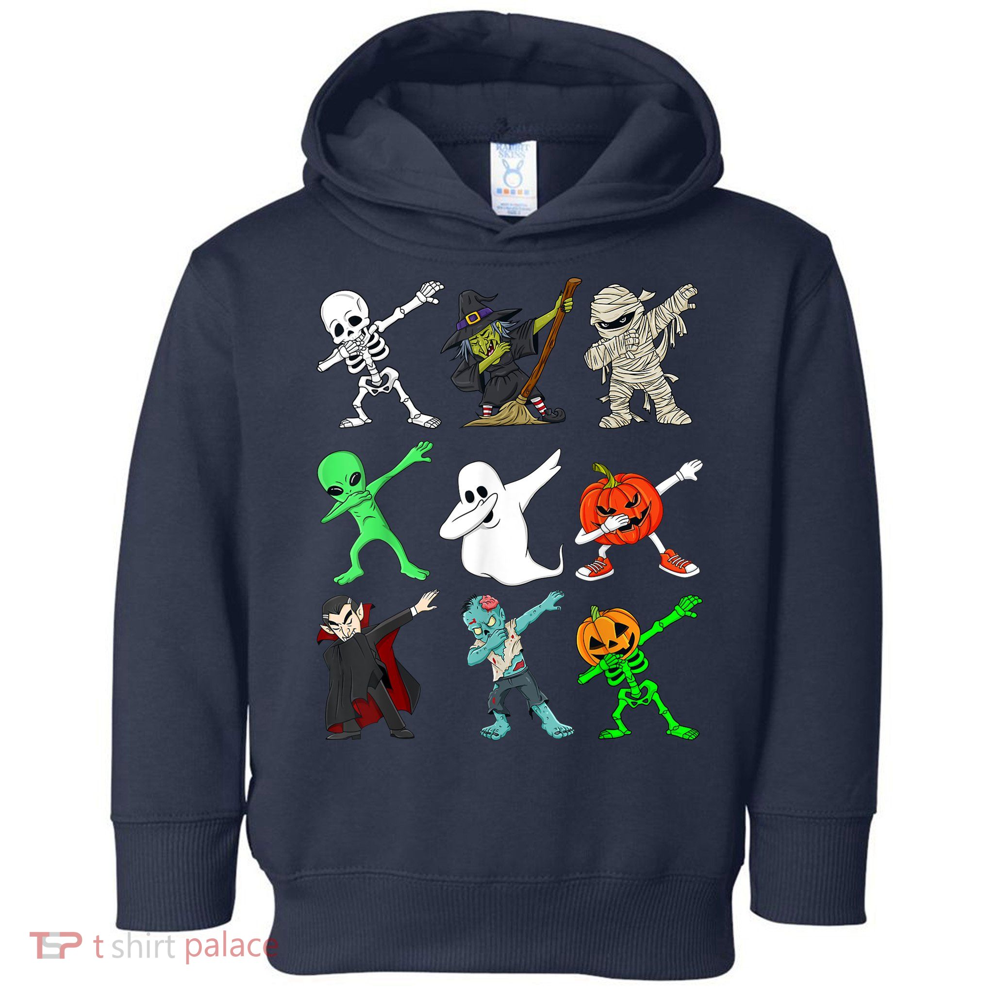 Halloween Dabbing Skeleton Witch And Monsters Toddler Hoodie