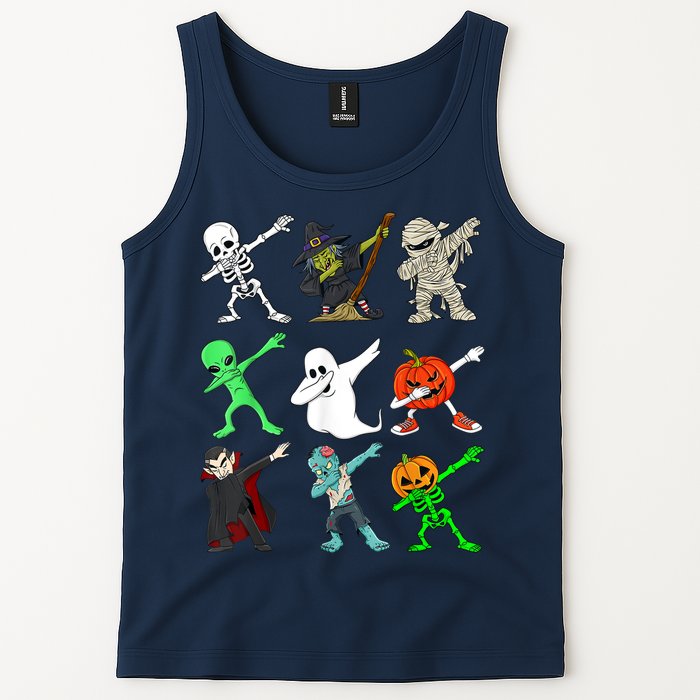 Halloween Dabbing Skeleton Witch And Monsters Tank Top