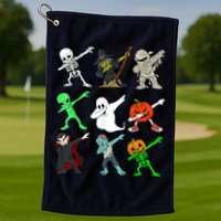Halloween Dabbing Skeleton Witch And Monsters Golf Towel