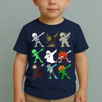 Halloween Dabbing Skeleton Witch And Monsters Toddler T-Shirt