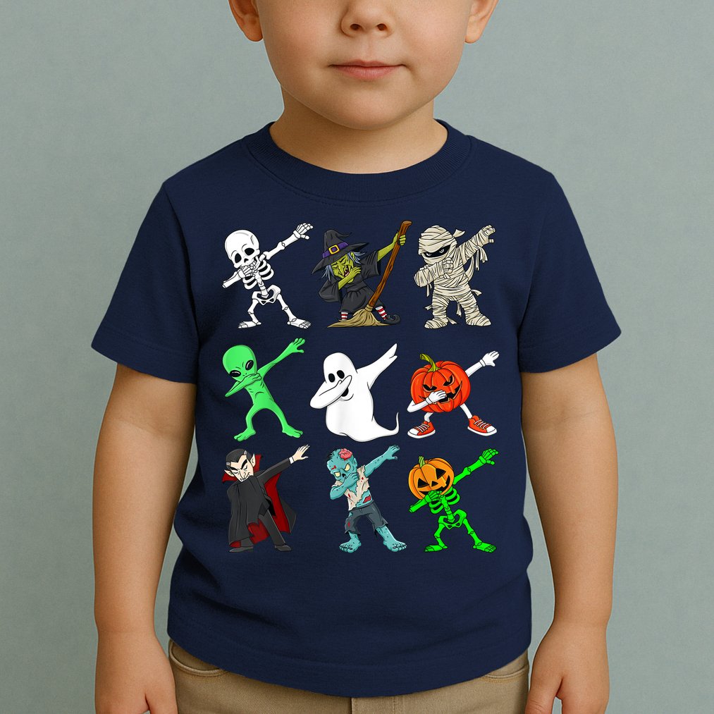 Halloween Dabbing Skeleton Witch And Monsters Toddler T-Shirt