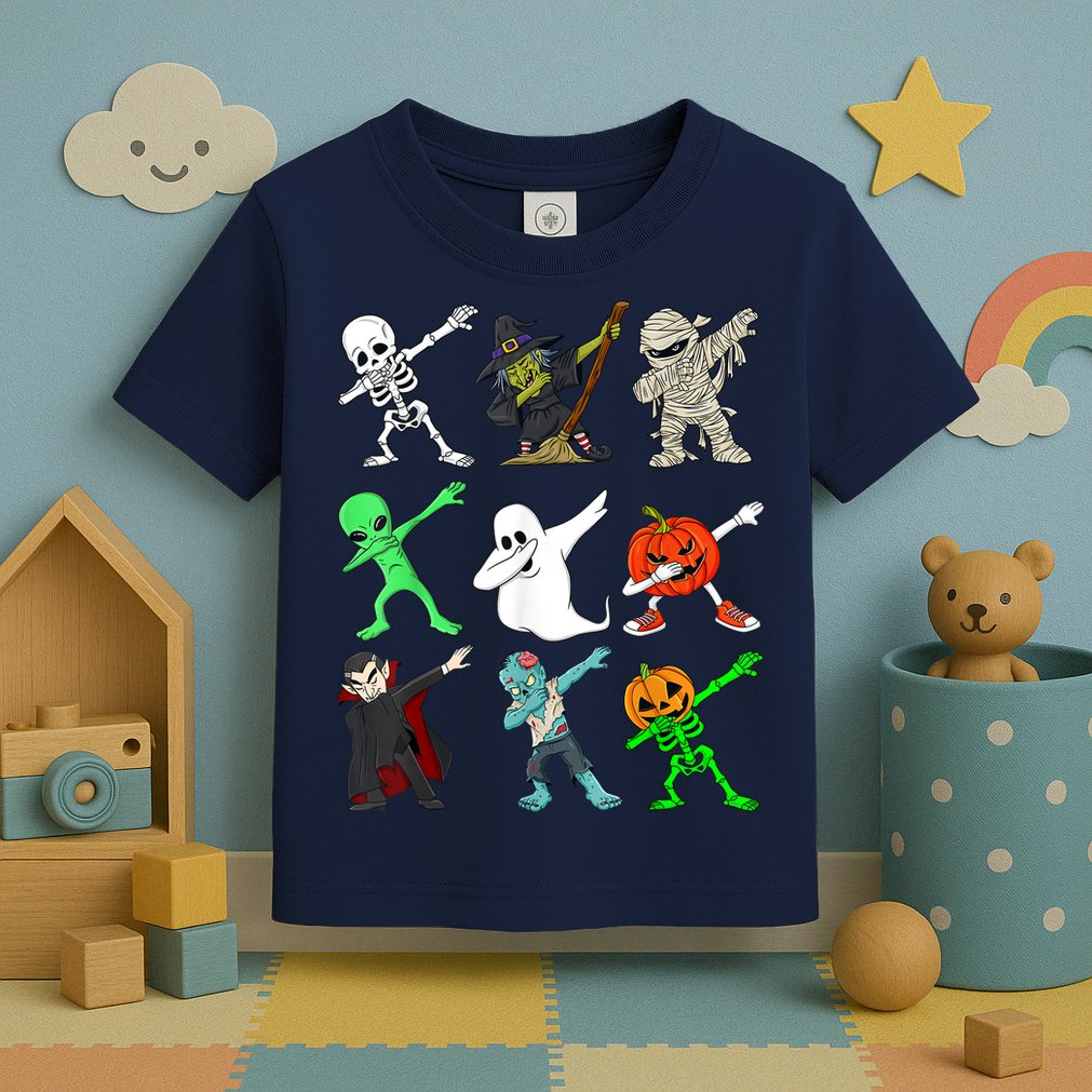 Halloween Dabbing Skeleton Witch And Monsters Toddler T-Shirt