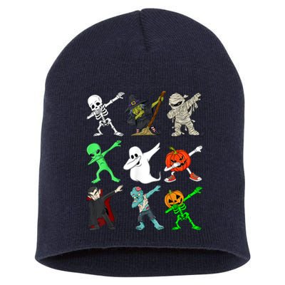 Halloween Dabbing Skeleton Witch And Monsters Short Acrylic Beanie