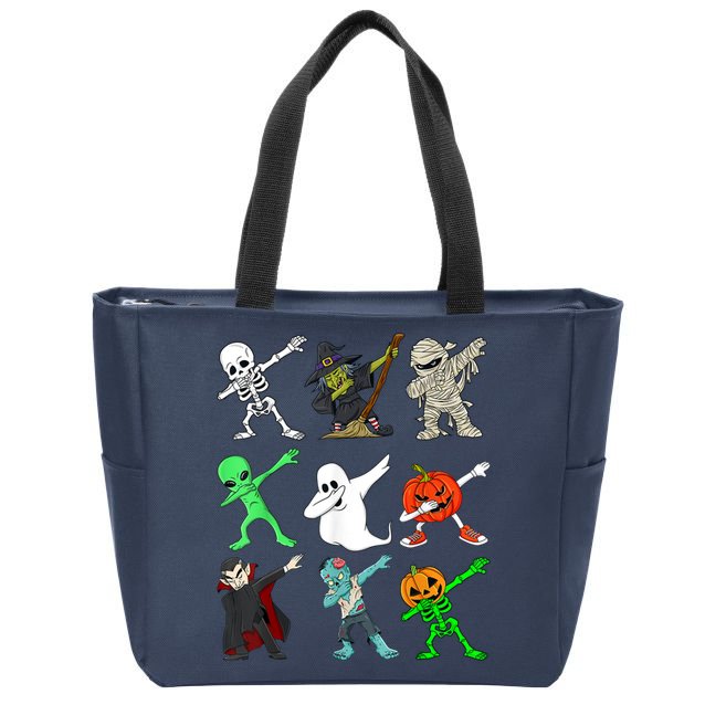 Halloween Dabbing Skeleton Witch And Monsters Zip Tote Bag