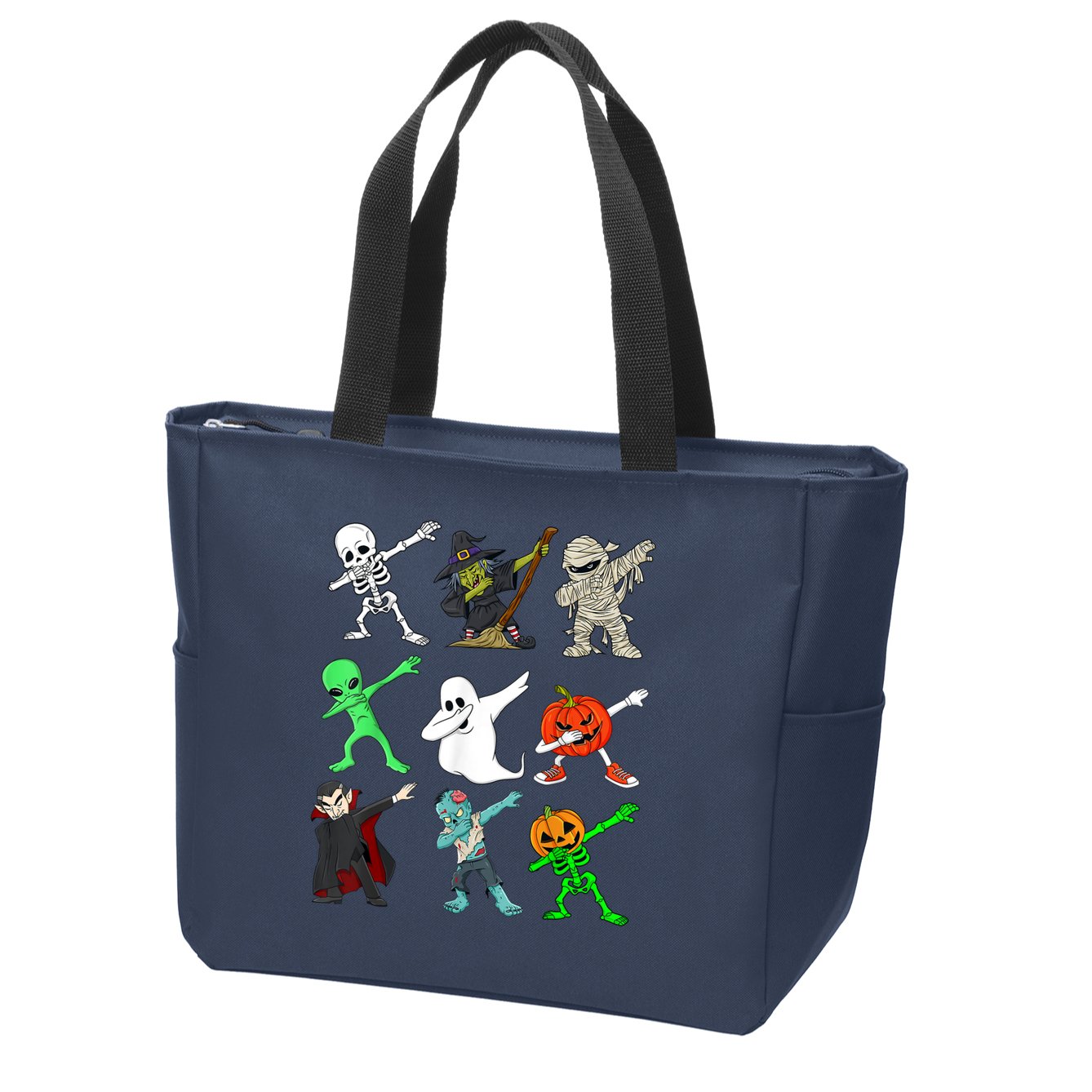 Halloween Dabbing Skeleton Witch And Monsters Zip Tote Bag