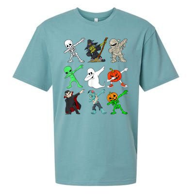 Halloween Dabbing Skeleton Witch And Monsters Sueded Cloud Jersey T-Shirt