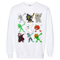 Halloween Dabbing Skeleton Witch And Monsters Garment-Dyed Sweatshirt