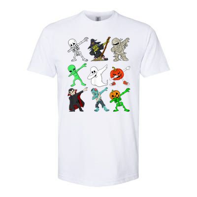 Halloween Dabbing Skeleton Witch And Monsters Softstyle CVC T-Shirt