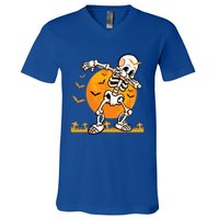 Halloween Dabbing Skeleton Costume Dab Bats Great Gift V-Neck T-Shirt